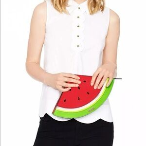 Kate Spade Novelty Watermelon Slice Clutch in Red, Green & White